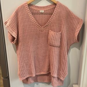 POL Pink Knit V-Neck Sweater